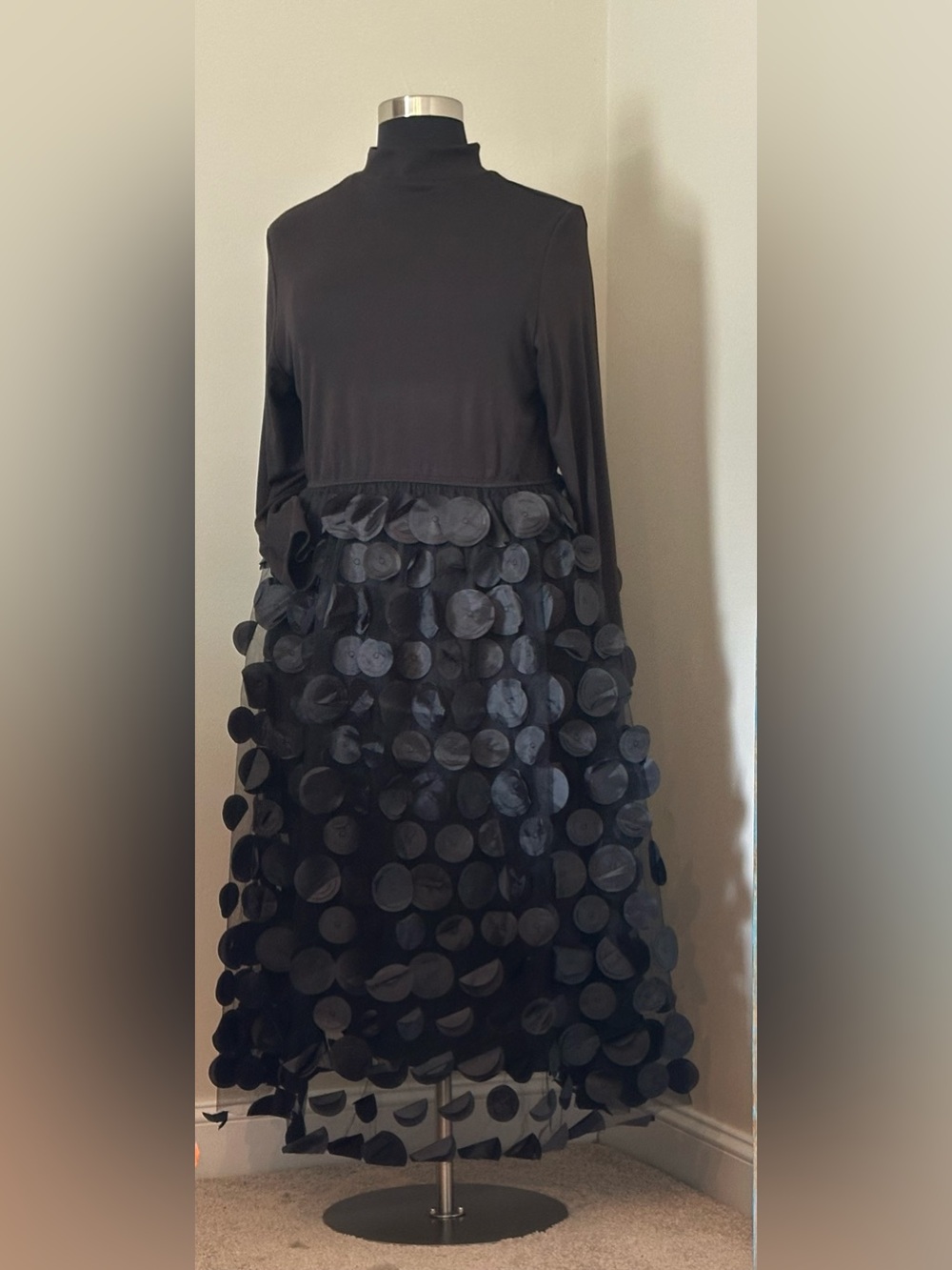 NWT Anewsta Black Circle Applique Party Dress FUN 3x